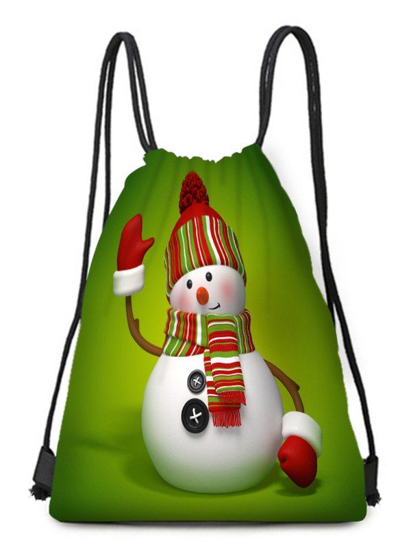 

Snowman Wave Print Drawstring Christmas Gift Bag, Multi