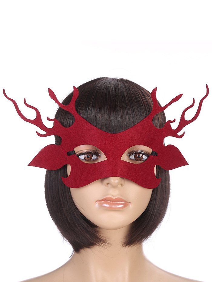 

Halloween Deer Antler Gothic Face Eye Mask, Red wine