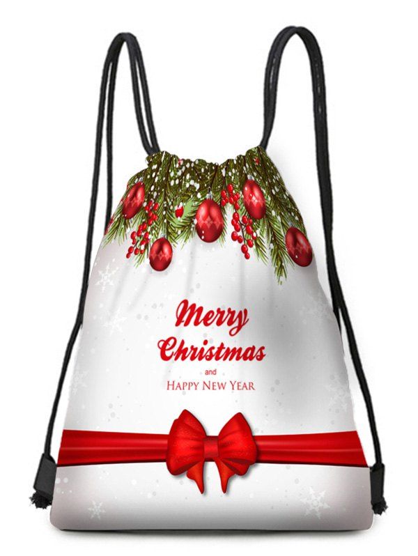 

Happy New Year Print Drawstring Christmas Gift Bag, Multi