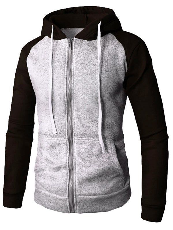 

Casual Contrast Color Drawstring Hoodie, Black
