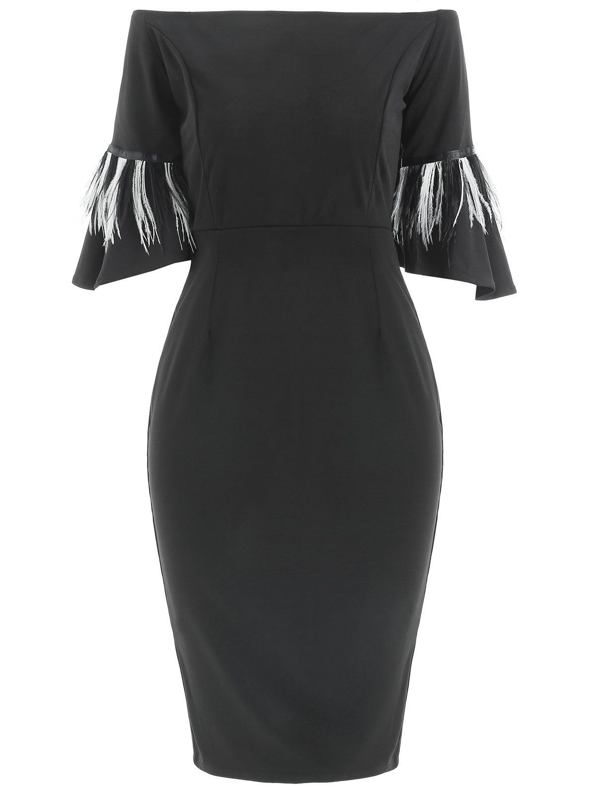 flare sleeve bodycon dress