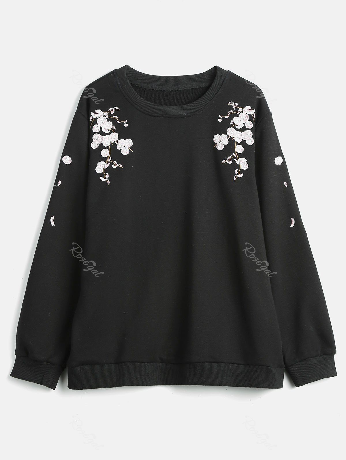 

Plus Size Embroidered Sweatshirt, Black