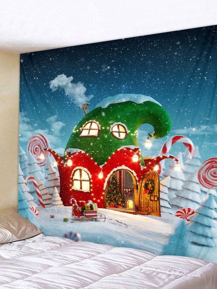 

Christmas House Print Wall Tapestry Art Decoration, Multi