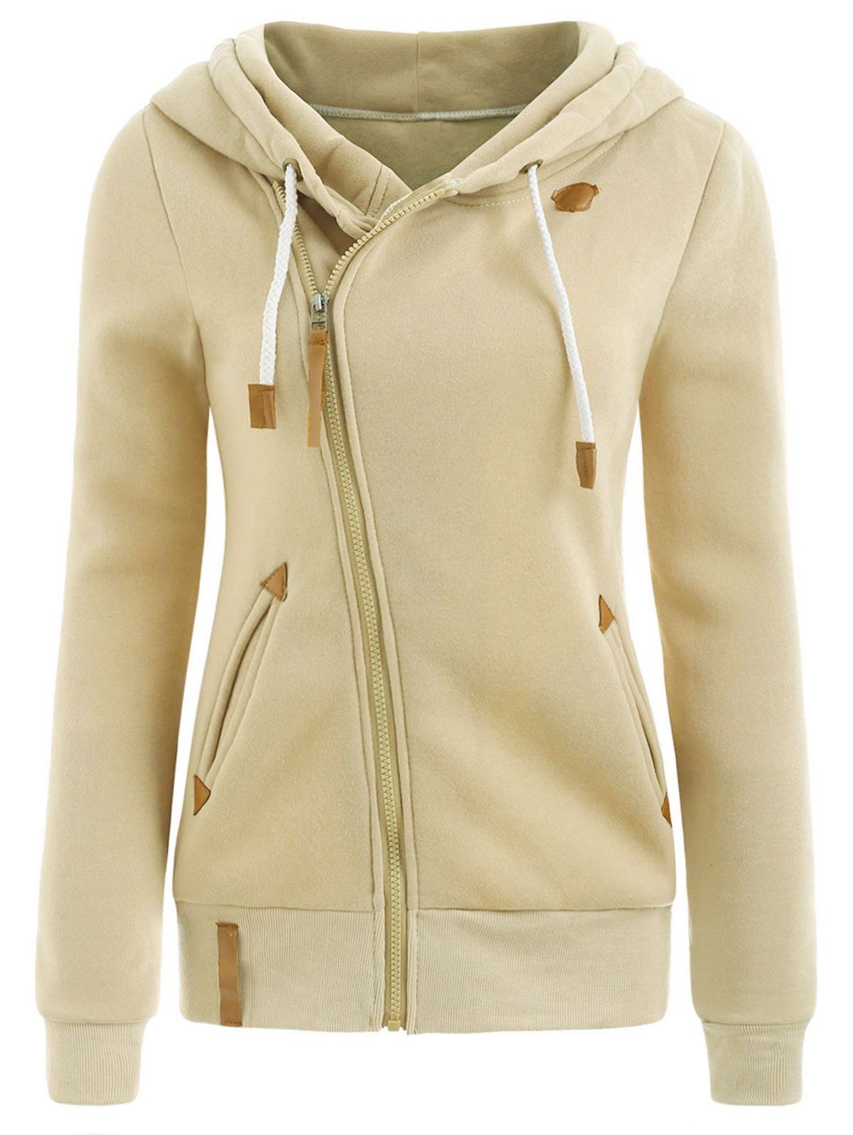 

Casual Style Solid Color Long Sleeves Hoodie For Women, Khaki
