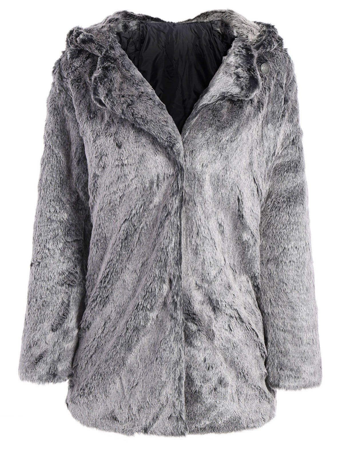 [34 OFF] Hooded Faux Fur Bear Coat Rosegal
