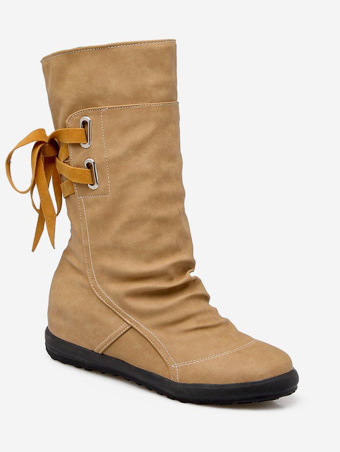 ruched flat boots