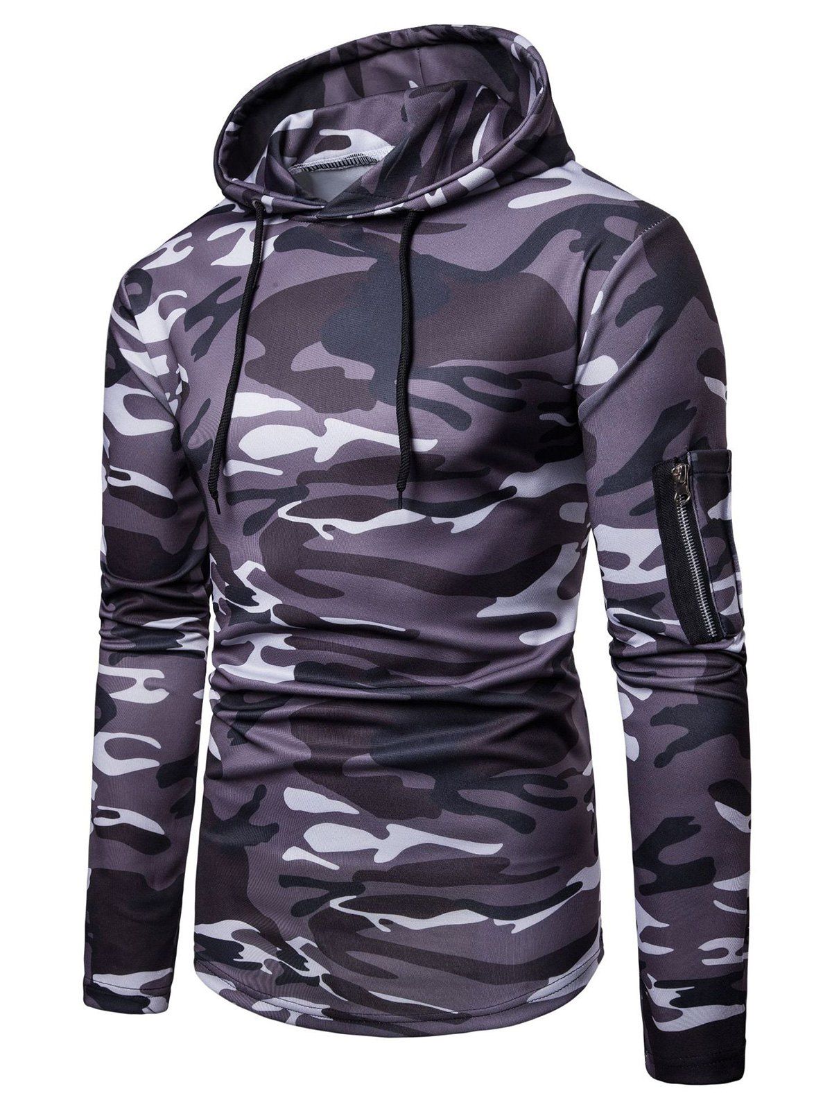 

Camo Print Casual Pullover Hoodie, Dark gray