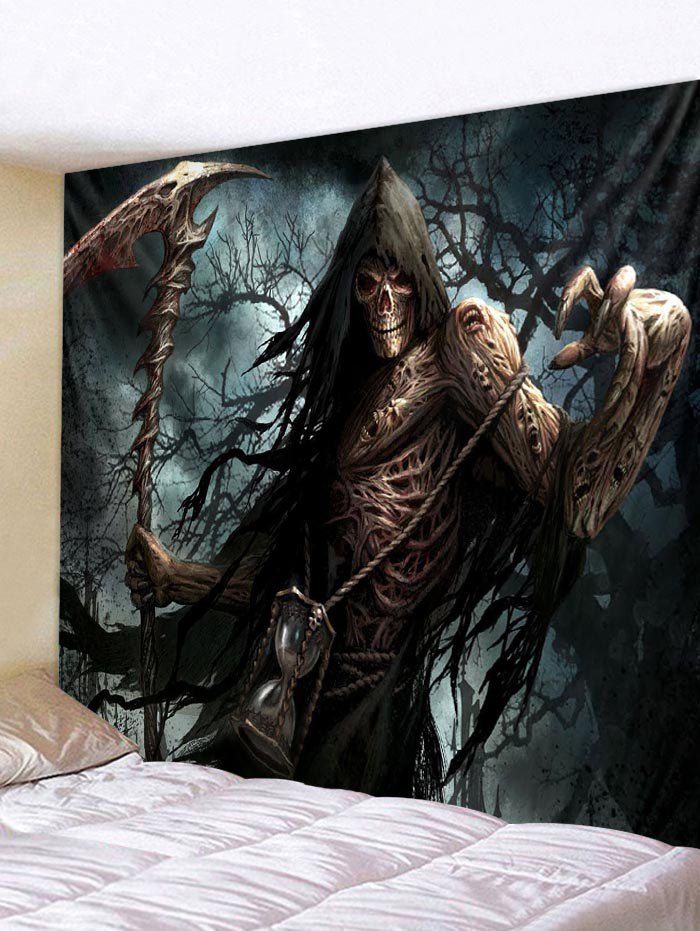 

Halloween Death Skeleton Print Tapestry Art Decoration, Night