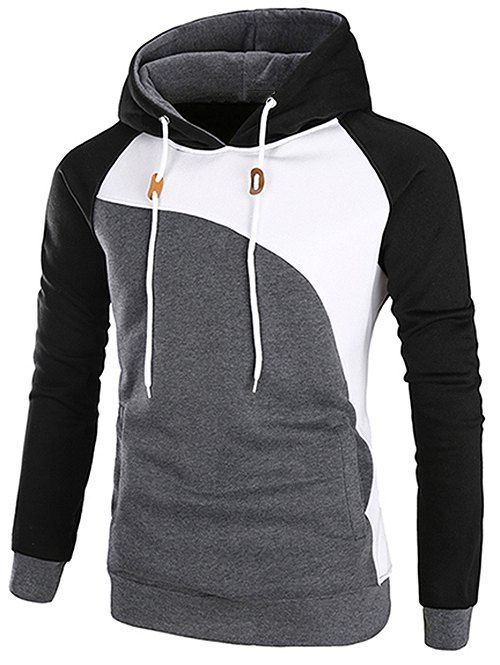 

Casual Color Blocking Pullover Hoodie, Black