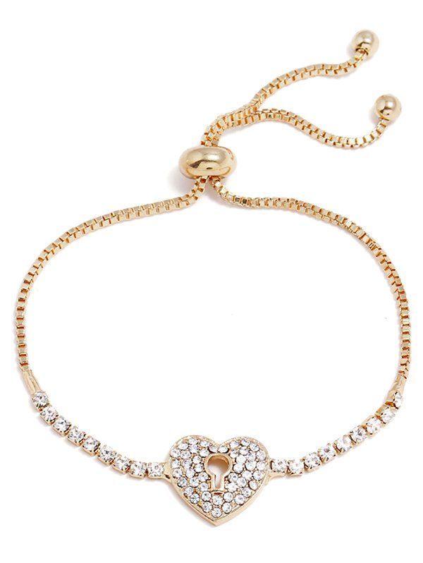 

Rhinestone Hollow Heart Design Bracelet, Gold