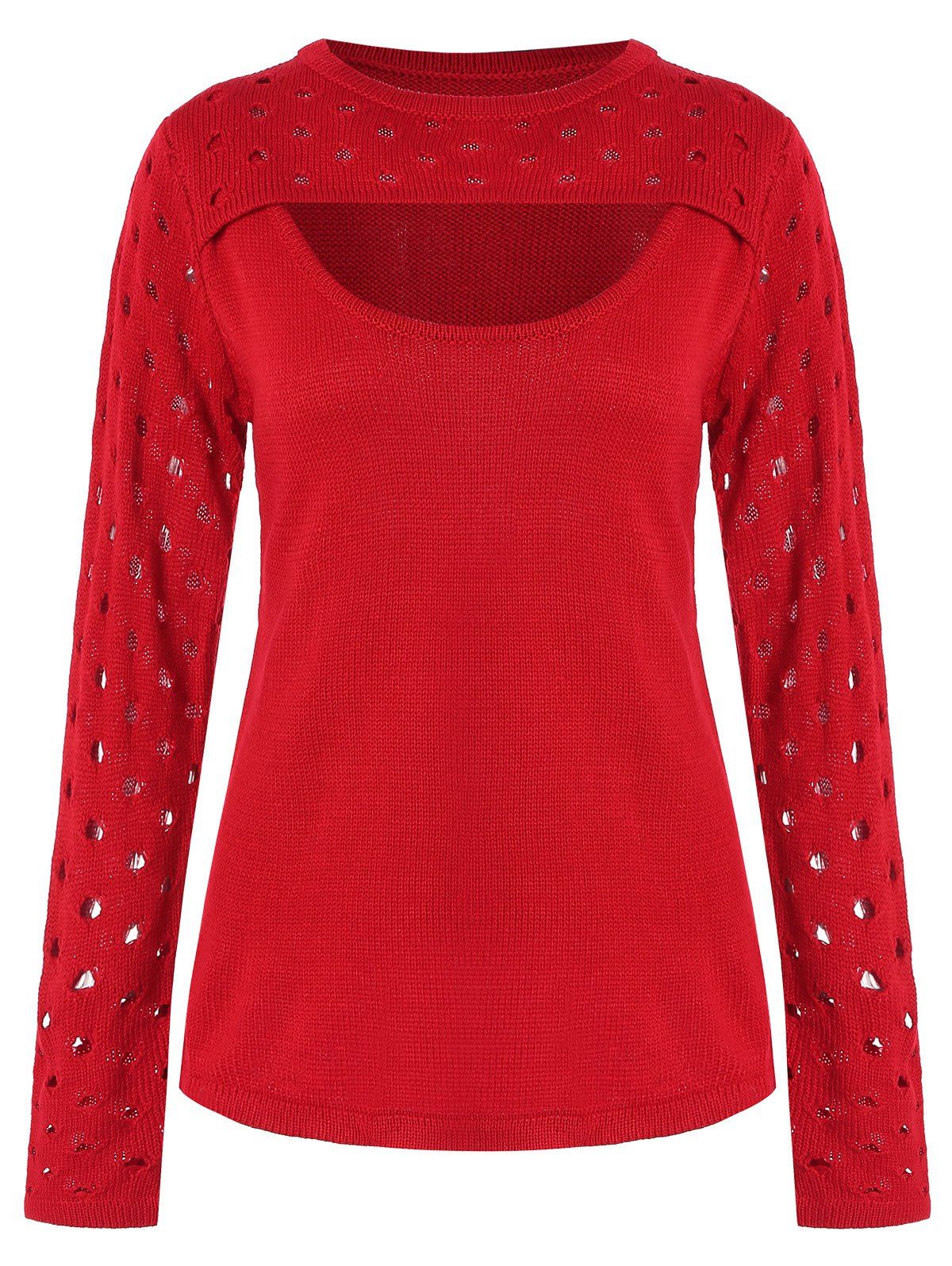 

Holes Detail Cut Out Sweater, Red