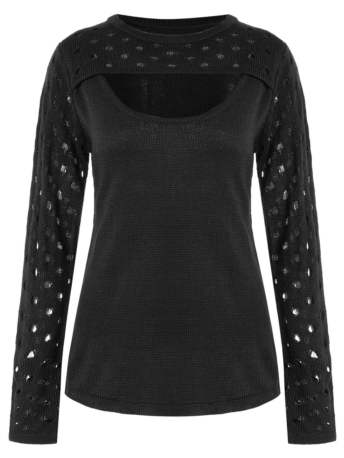 

Holes Detail Cut Out Sweater, Black