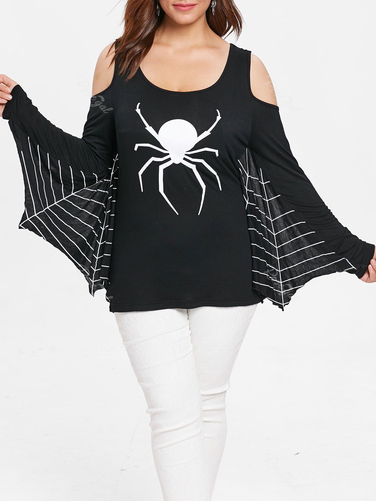 

Halloween Plus Size Spider Web Tee, Black