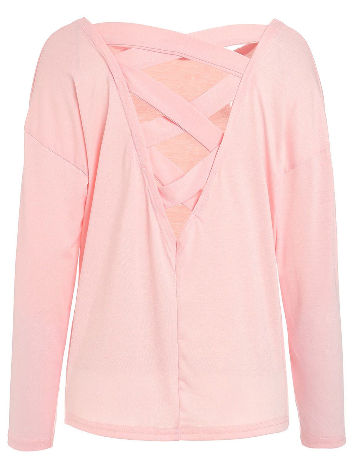 

Back Criss Cross T-shirt, Light pink