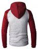Sweat-Shirt à Capuche avec Cordon de Serrage à Couleurs Contrastées - Rouge Vineux XS