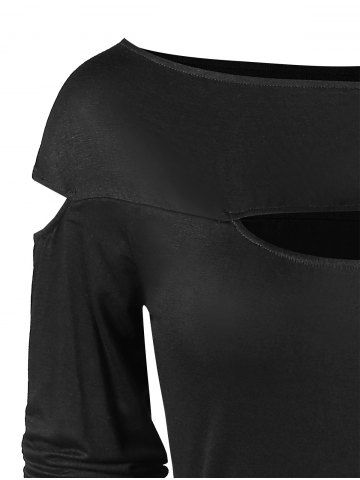 

Cut Out Long Sleeve Slim T-shirt, Black