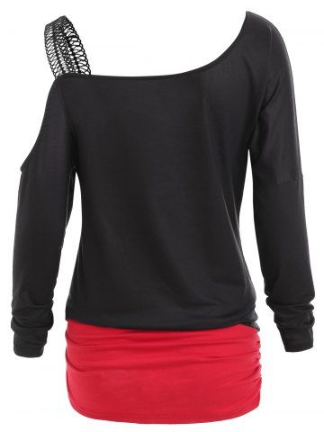 

Skull Pattern Cut Out Long Sleeve T-shirt, Black