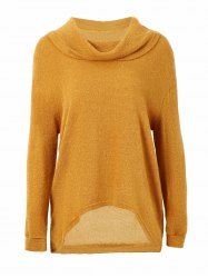 Cowl Neck Drop Shoulder Sweater -  