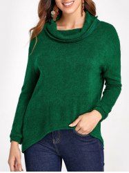 Cowl Neck Drop Shoulder Sweater -  
