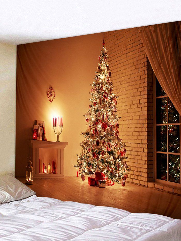 

3D Christmas Tree Print Tapestry Art Decoration, Multi