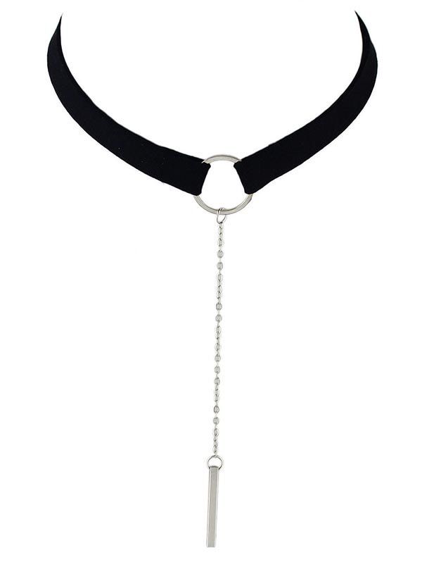 

Round Shape Chain Pendant Choker Necklace, Silver