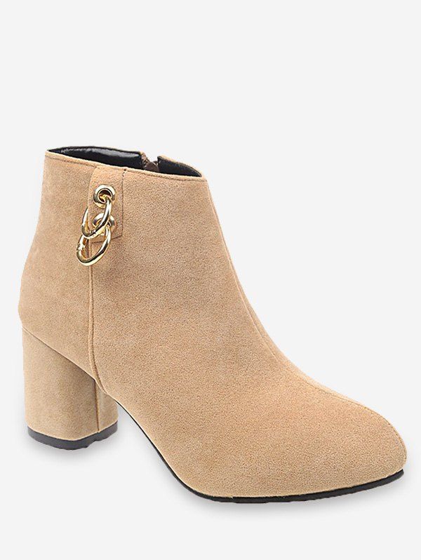 Latest Almond Toe Chunky Heel Short Boots  