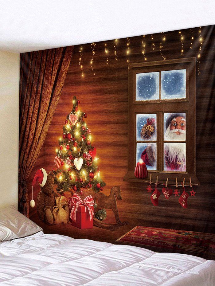 

Father Christmas Gift Window Print Tapestry Art Decoration, Multi