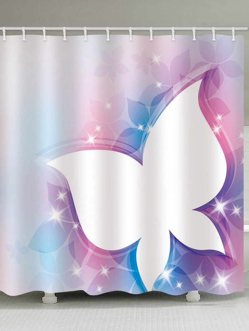 

Flower Shape Butterflies Pattern Waterproof Shower Curtain, Multi