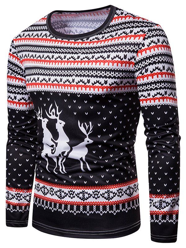 

Elk Christmas 3D Print Color Block Long Sleeves T Shirt, Multi