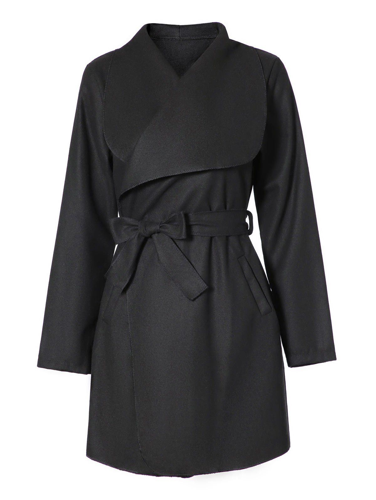 

Shawl Collar Wrap Coat, Black