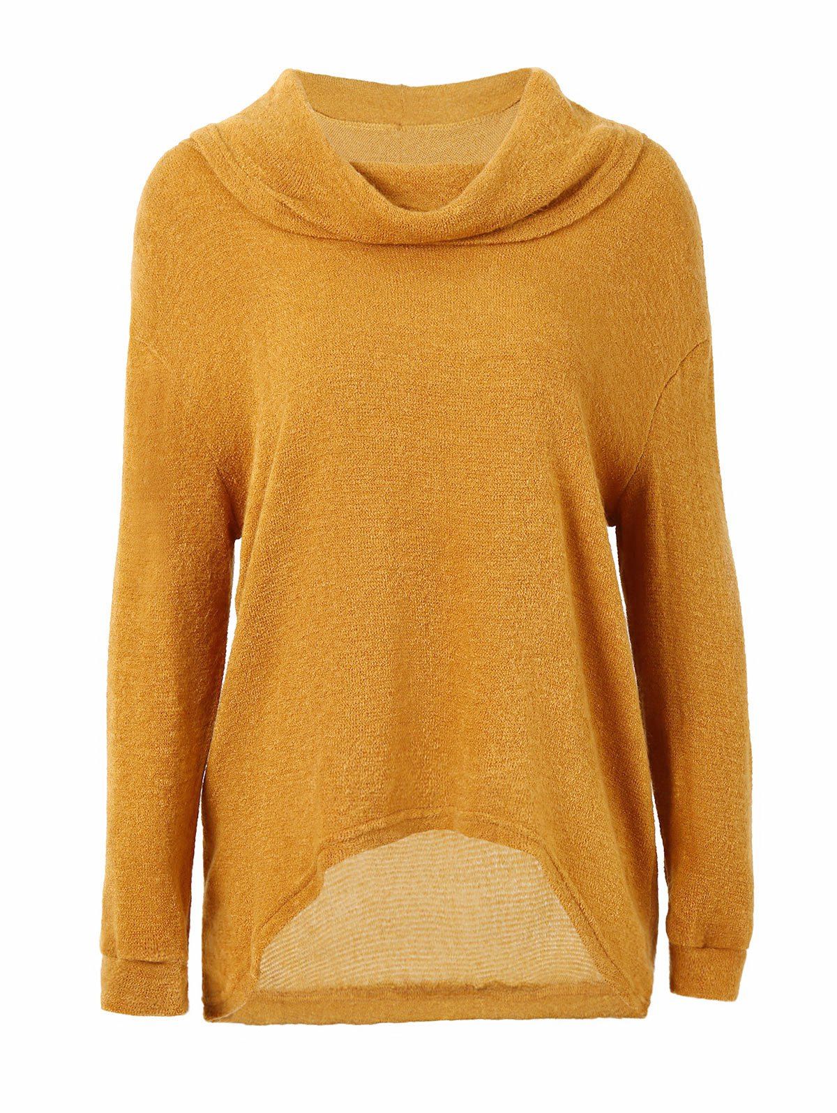 Sale Cowl Neck Drop Shoulder Sweater  