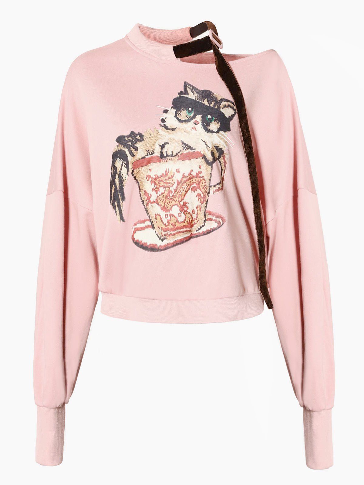 

Skew Neck Drop Shoulder Graphic Sweatshirt, Pink