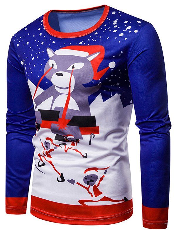 

Cartoon Santa Claus Christmas 3D Print T Shirt, Multi