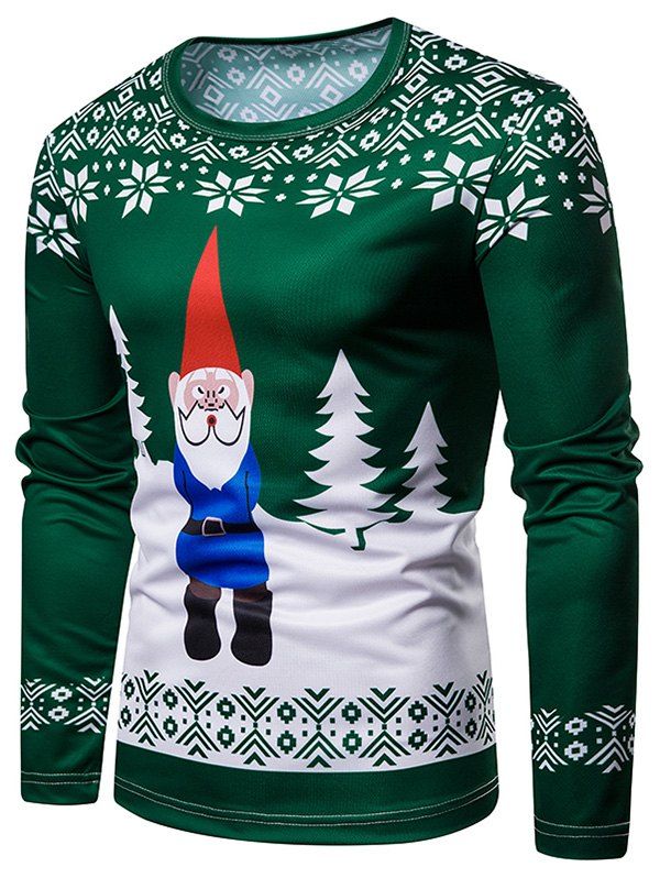 

Santa Claus Christmas 3D Print Long Sleeves Tee, Green