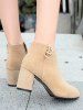 Almond Toe Chunky Heel Short Boots -  