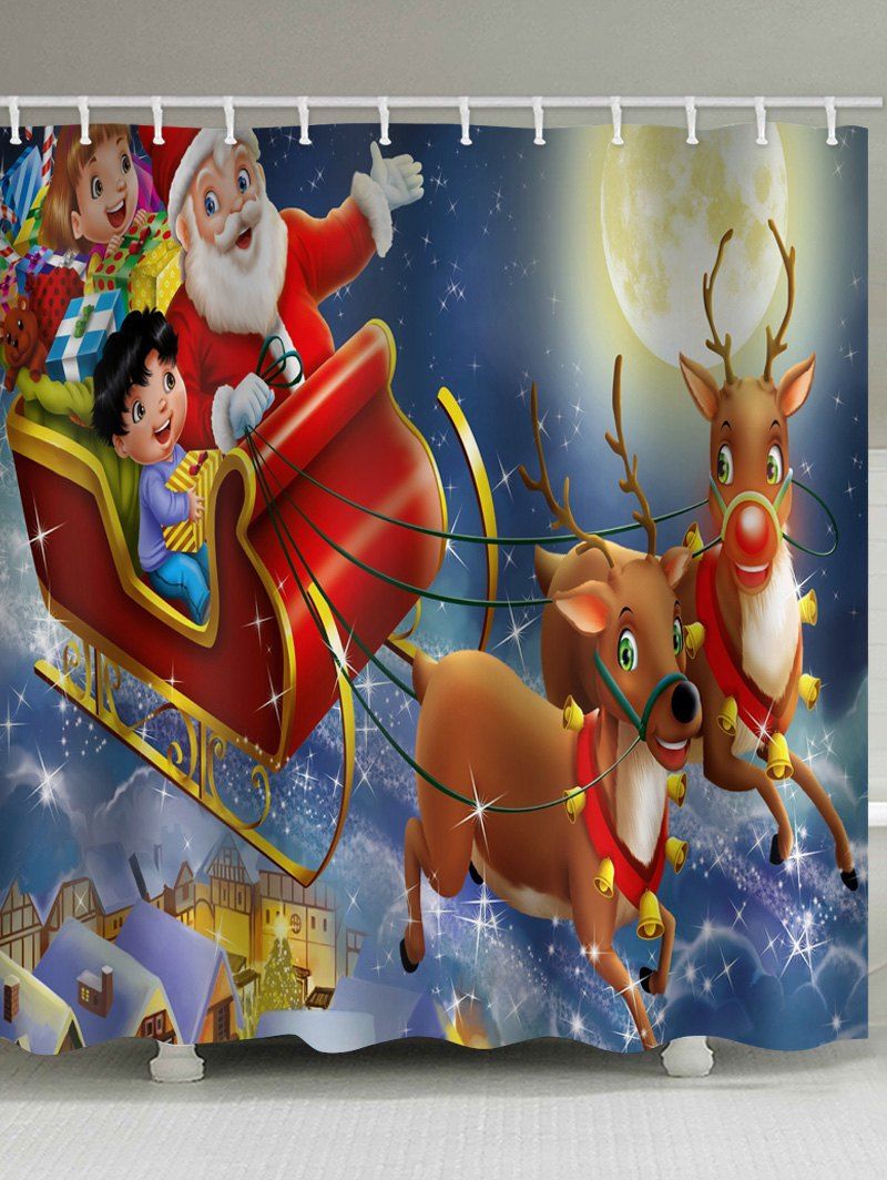 

Christmas Sled Waterproof Bath Curtain, Multi