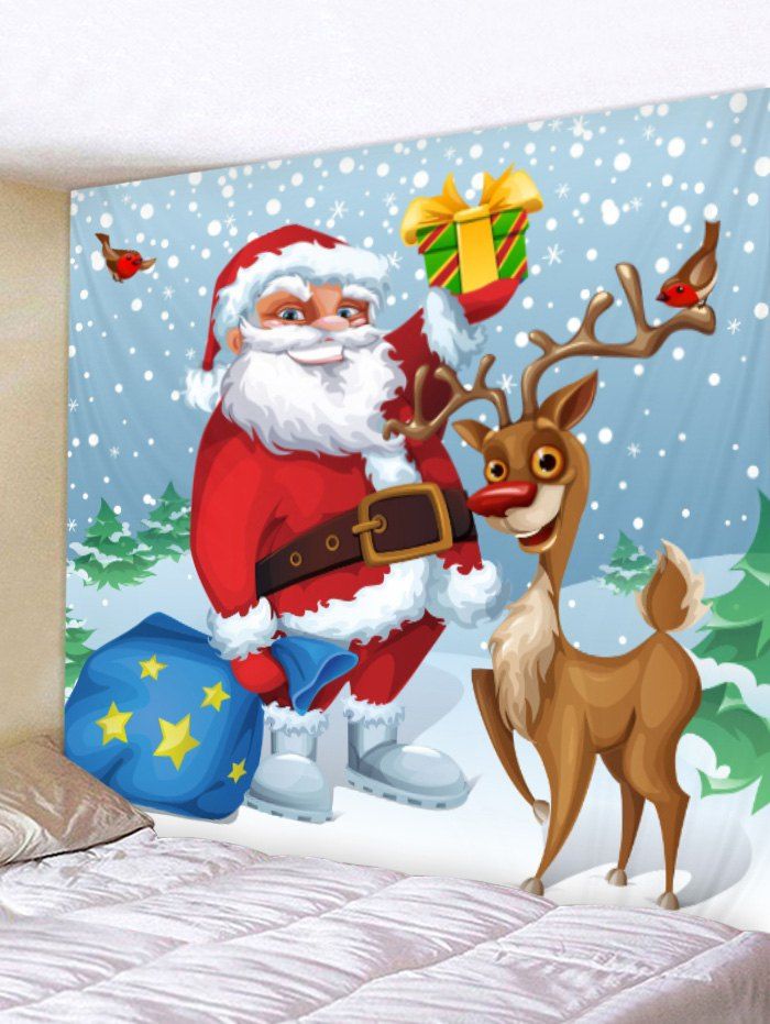 

Christmas Santa and Gifts Print Wall Hanging Decor, Multi