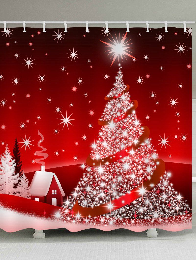 

Snow Light Christmas Tree Print Water Resistant Shower Curtain, Multi