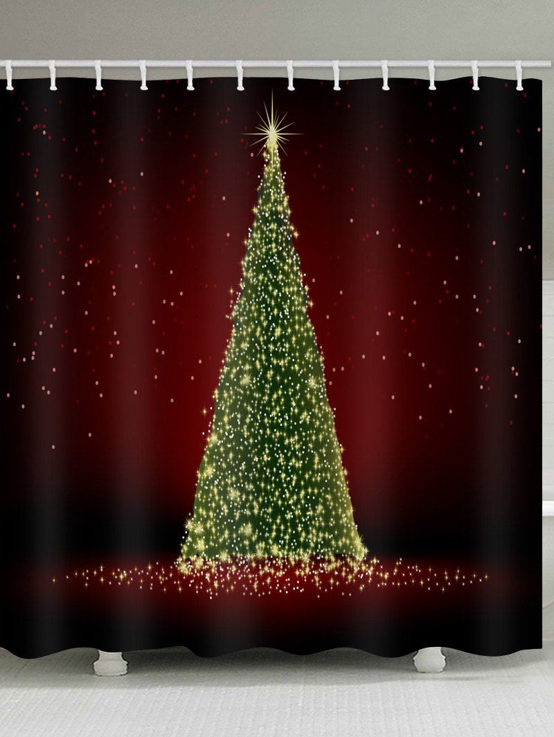 

Lighting Christmas Tree Print Bath Waterproof Shower Curtain, Multi