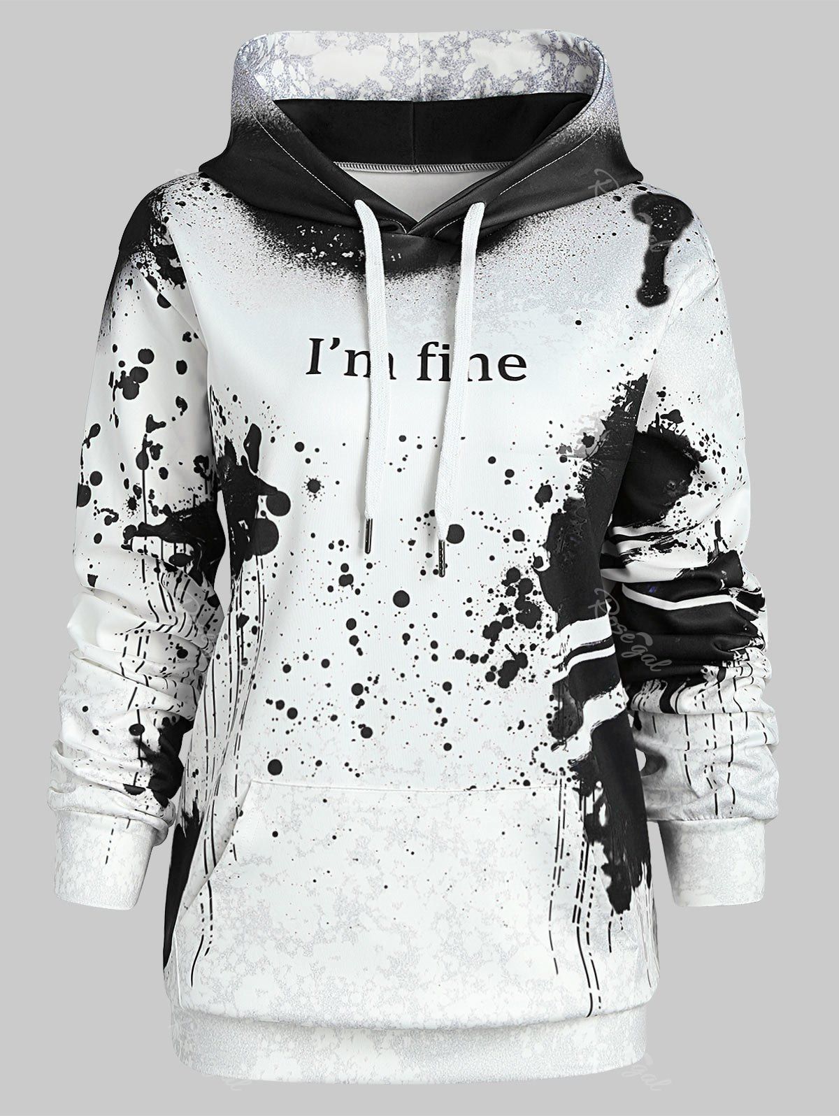 

Plus Size Halloween Theme Hoodie, Black