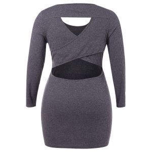 

Plus Size Cut Out Bodycon Knit Dress, Carbon gray