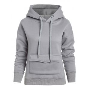 

Front Pockets Pullover Hoodie, Gray