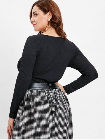 

Long Sleeve Plus Size O Ring Bodysuit, Black