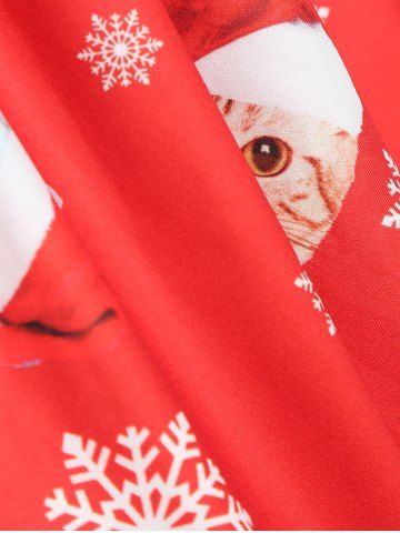 

Plus Size Striped Panel Christmas Dress, Red