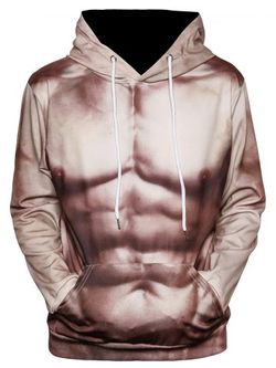 Human Body 3D Muscle Printed Funny Hoodie - WARM WHITE - S