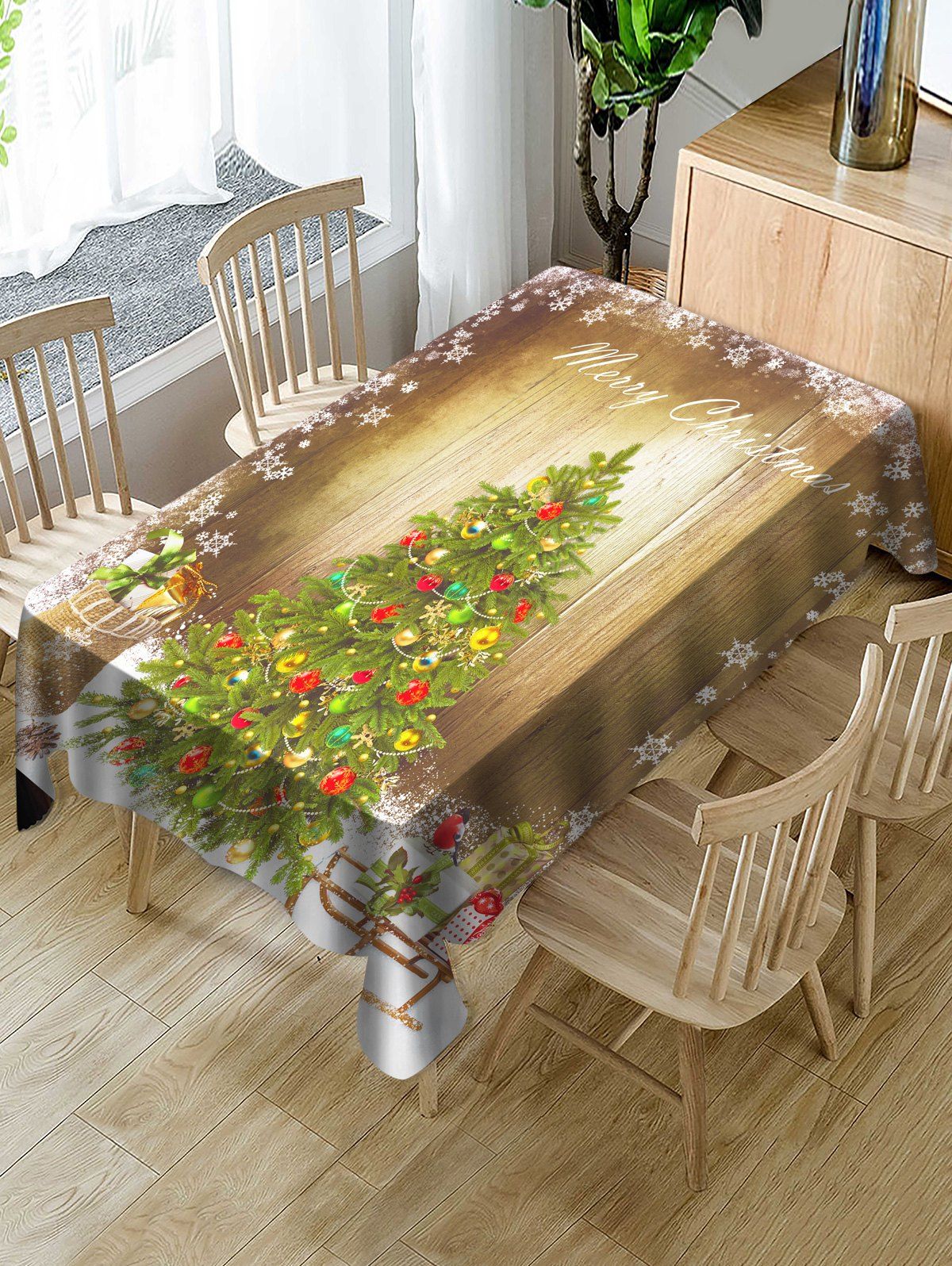 

Christmas Tree Print Waterproof Dining Tablecloth, Multi