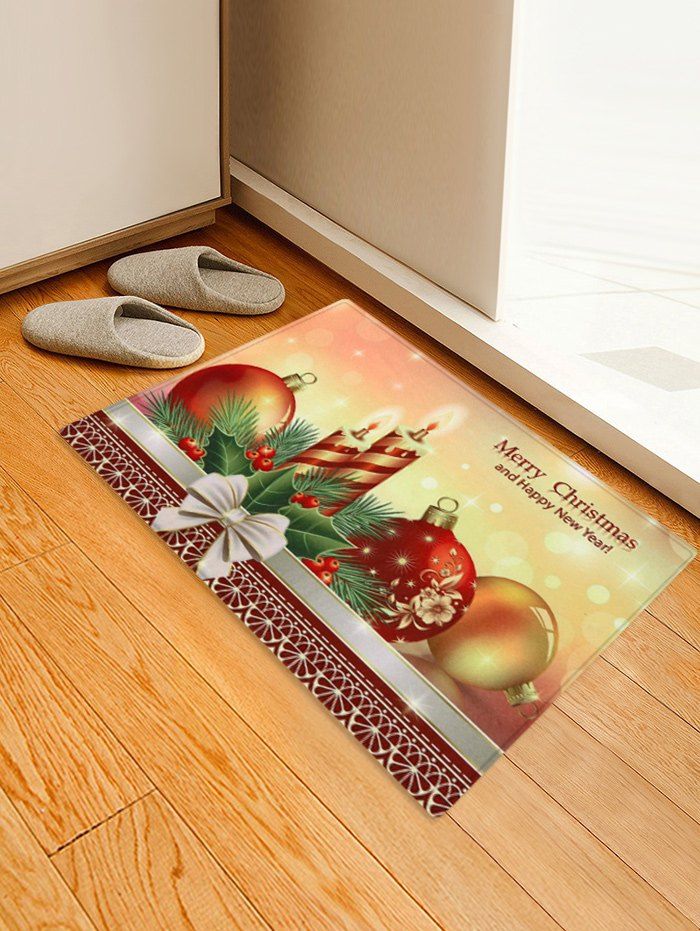 

Christmas Candle Coral Fleece Floor Mat, Multi