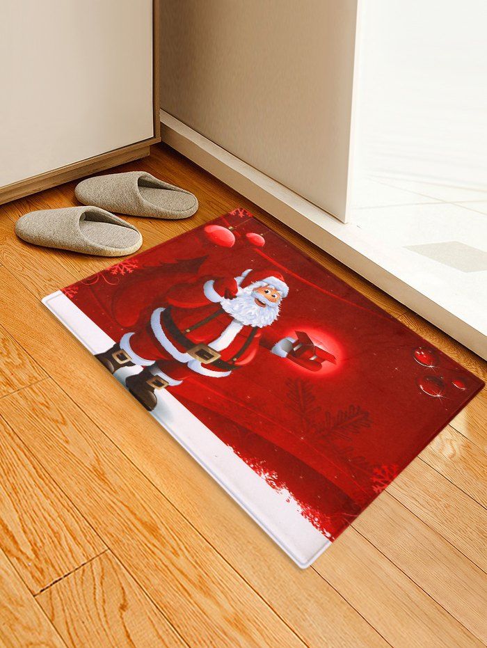 

Christmas Santa Claus Coral Fleece Floor Mat, Multi