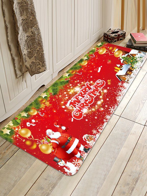 

Santa Claus Printed Christmas Anti-skid Area Rug, Multi