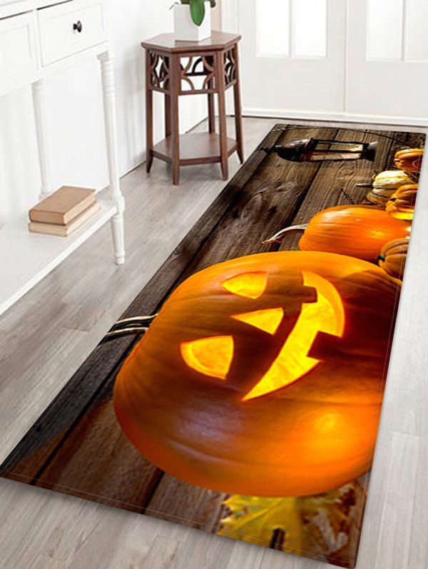 

Halloween Pumpkin Skulls Printed Anti-skid Floor Rug, Multi